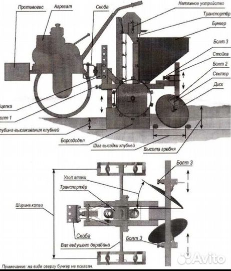 Картофелесажалка ксмб-1 на грунтозацепах