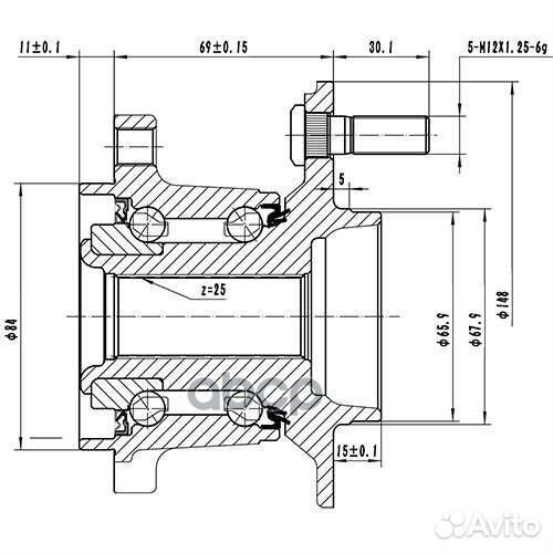 Ступица задняя-Nissan Qashqai J10E (06-), +2