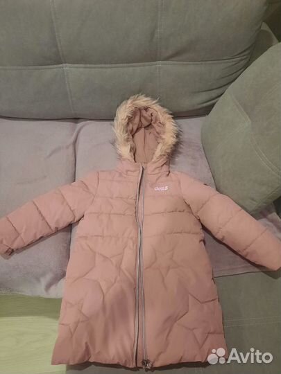 Зимняя удлинённая куртка на девочку 110