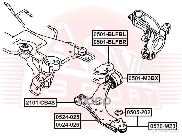 Рычаг передний нижний правый 0524-025 asva