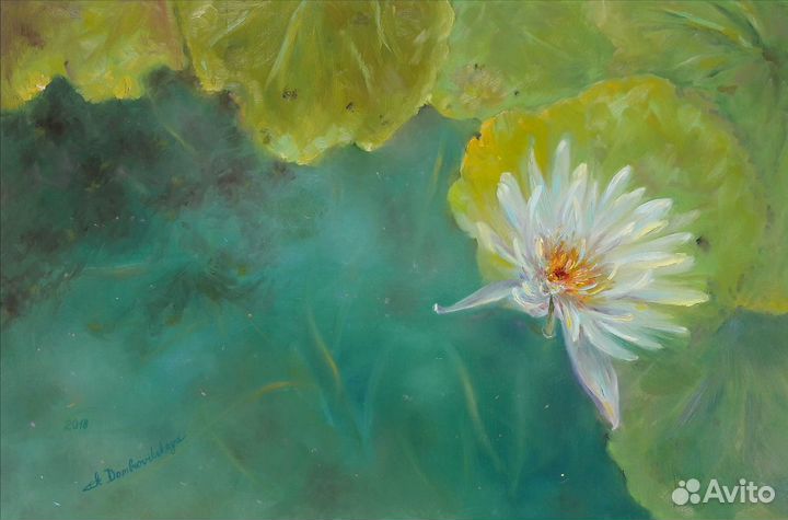 Картина холст масло 40х60 см. Кувшинки