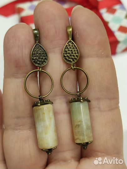 Серьги в античном стиле с агатами