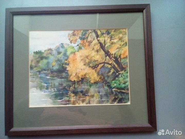 Картина Осень, акварель, 40х35, Камилов