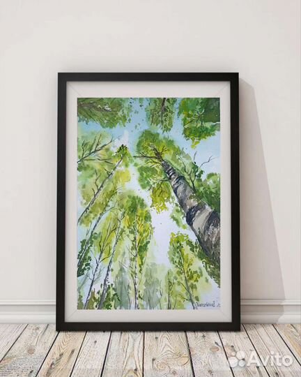 Картина акварелью Берёзовая роща