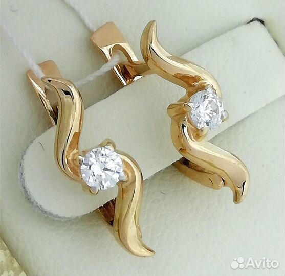 Серьги / 2,22г / Золото585 / фианиты круглые
