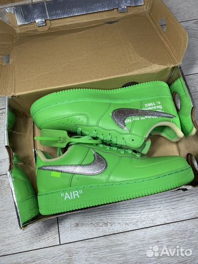 Кроссовки Off White x Air Force 1 Green Brooklyn