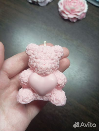 Свечи медведь в розах