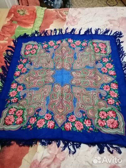 Платок шерстяной синий