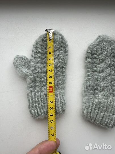 Варежки детские вязаные зимние шерстяные серые