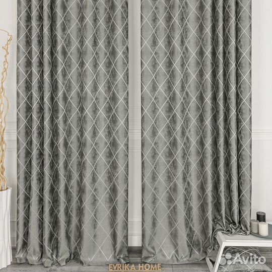 Шторы жаккард Леман Стальной готовые и на заказ