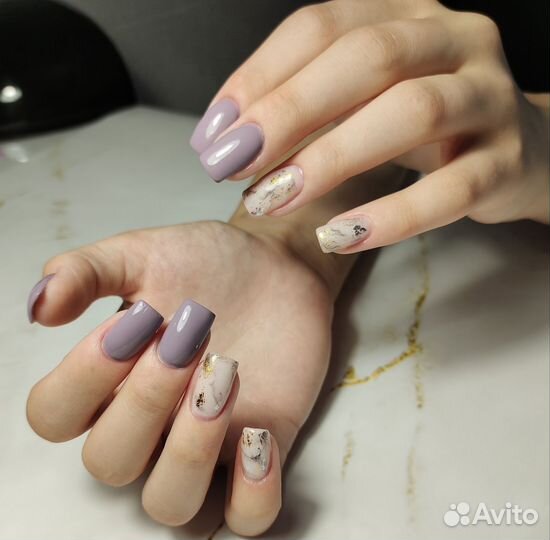 Маникюр с покрытием гель лак, наращивание ногтей
