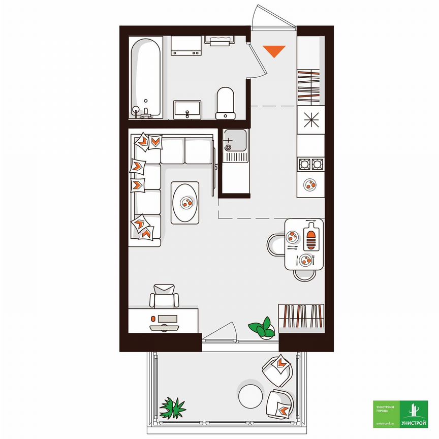 Квартира-студия, 27,1 м², 2/5 эт.