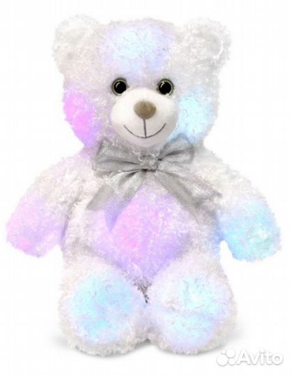 Плюшевый медведь белый новый новогодний светится