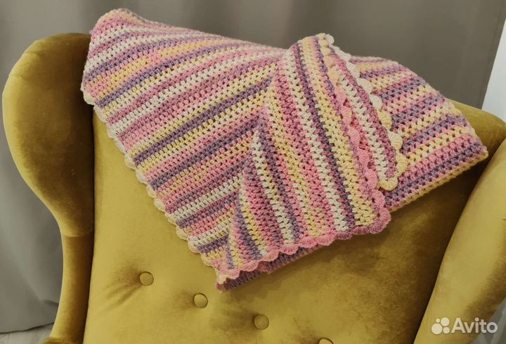 Покрывало детское шерстяное ручная работа 87*90