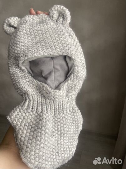 Шапка шлем для девочки зима