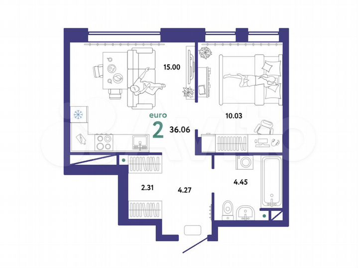 2-к. квартира, 36,1 м², 16/16 эт.