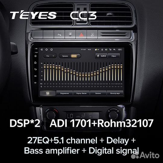 Магнитола Teyes CC3 4G+64G для Volkswagen Polo 5