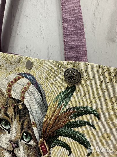 Сумка шоппер из гобелена, ручная работа