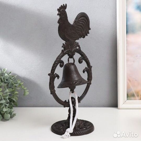 Колокол сувенирный чугун 'Петушок' 13,5х19,5х39 см