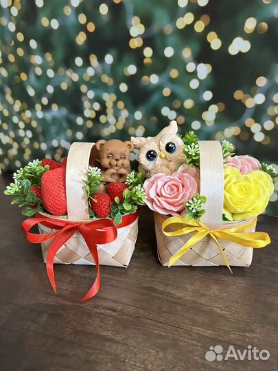 Букет из мыла ручной работы в корзине