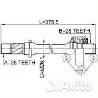 Полуось прав. 28x375x28 (вал подшипн. сальники без