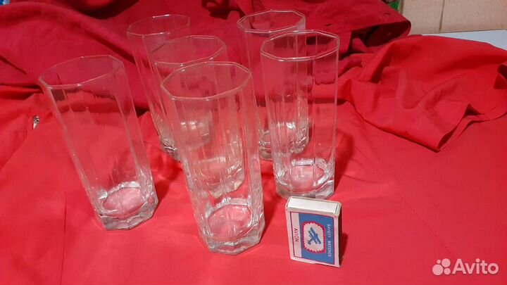 Большие стаканы бокалы 8граней 6шт современные