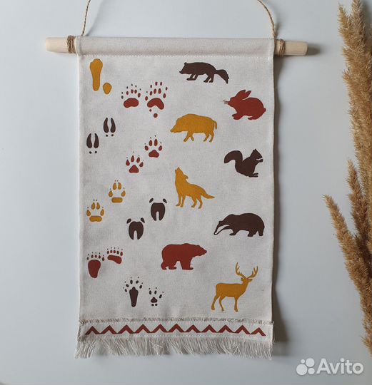 Панно из ткани в детскую комнату животный мир