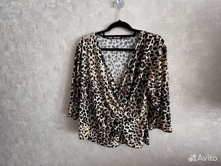 Укороченная кофта леопардовая 48 50