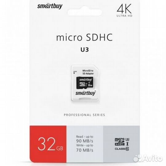 Карта памяти Smartbuy 4K U3 micro SD 32 Gb