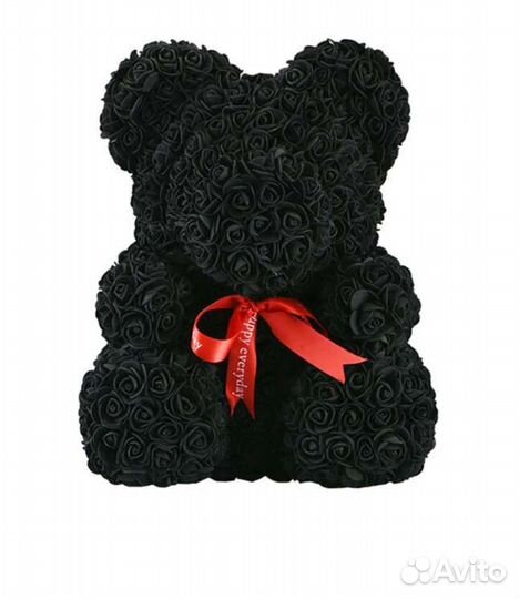 Мишка из роз 40см с лентой в подарочной упаковке