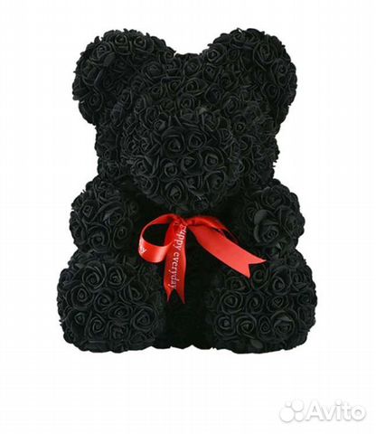 Мишка из роз 40см с лентой в подарочной упаковке