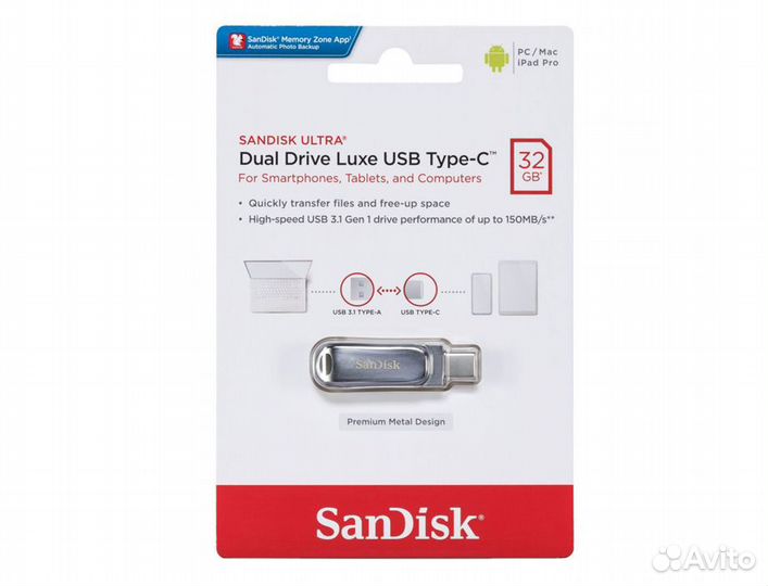 Flash Usb 3.1 SanDisk Dual Drive на 32GB (OTG)