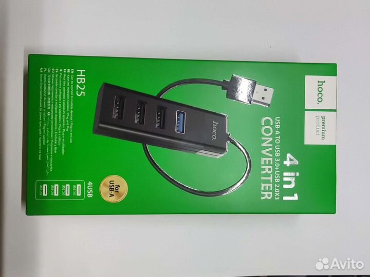 Хаб USB to 4xUSB hoco HB25 / 4в1 / USB3.0