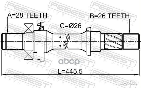 Полуось правая 26x445x28 Mazda 0512DC5 Febest