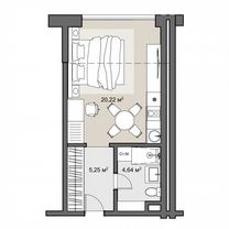 Апартаменты-студия, 32,4 м², 1/6 эт.