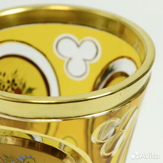 Ваза кубок двухслойное стекло янтарь цветы букет