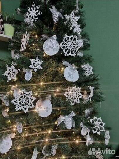 Ёлочные игрушки (вязаные снежинки)набор 20 шт