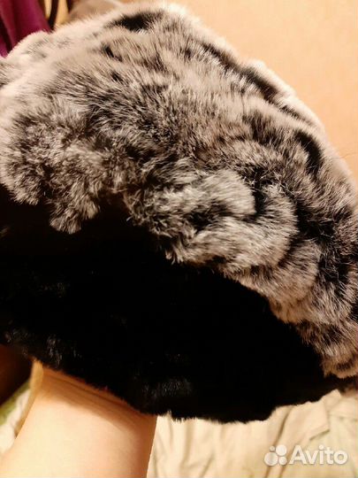 Берет вязанный из меха кролика