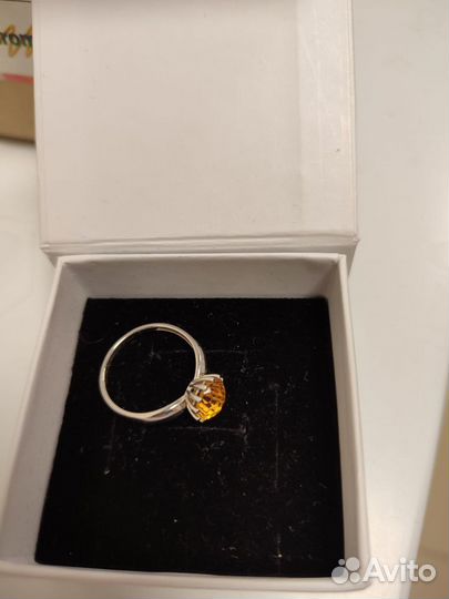 Элегантное серебр. кольцо с натуральным Цитрином