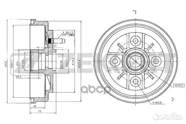 Барабан торм. зад. Mitsubishi Galant III IV 84