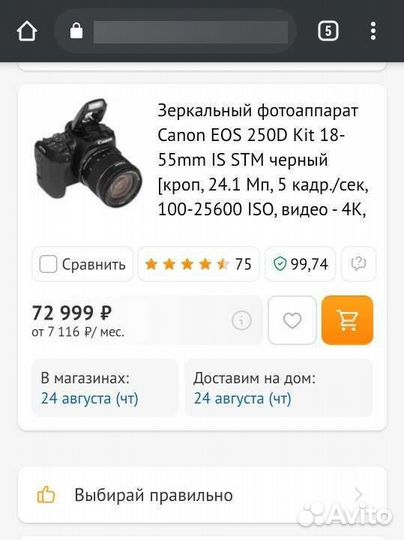 Canon eos 250d kit + canon 75-300 4-5,6