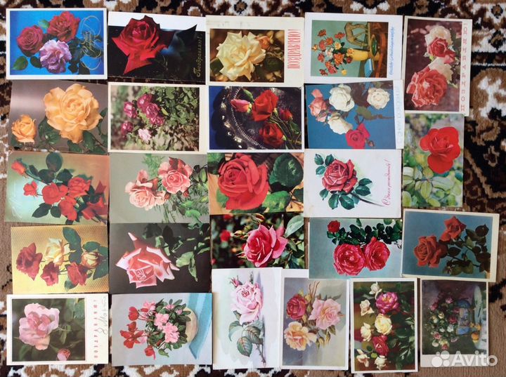Коллекция советских открыток с розами