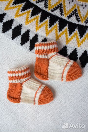 Шерстяные вязаные носки ручной работы детские