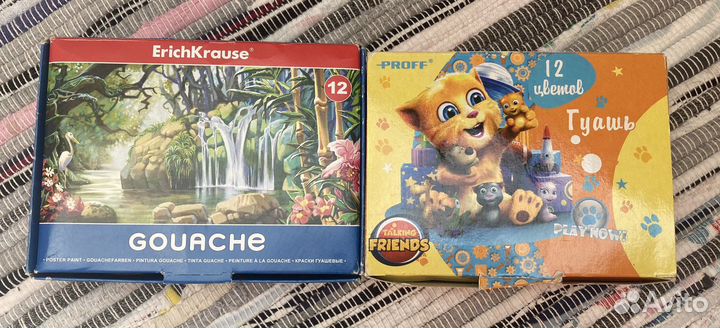 Краски гуашь, акрил и акварель