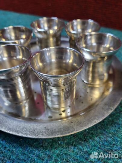 Набор стопок на подносе мельхиор СССР