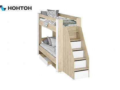 Двухъярусная кровать Мирра с лестницей и ящиком ду