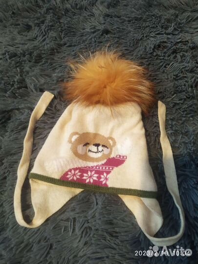 Шапка для девочки Tavitta 46-48 с меховым помпоном