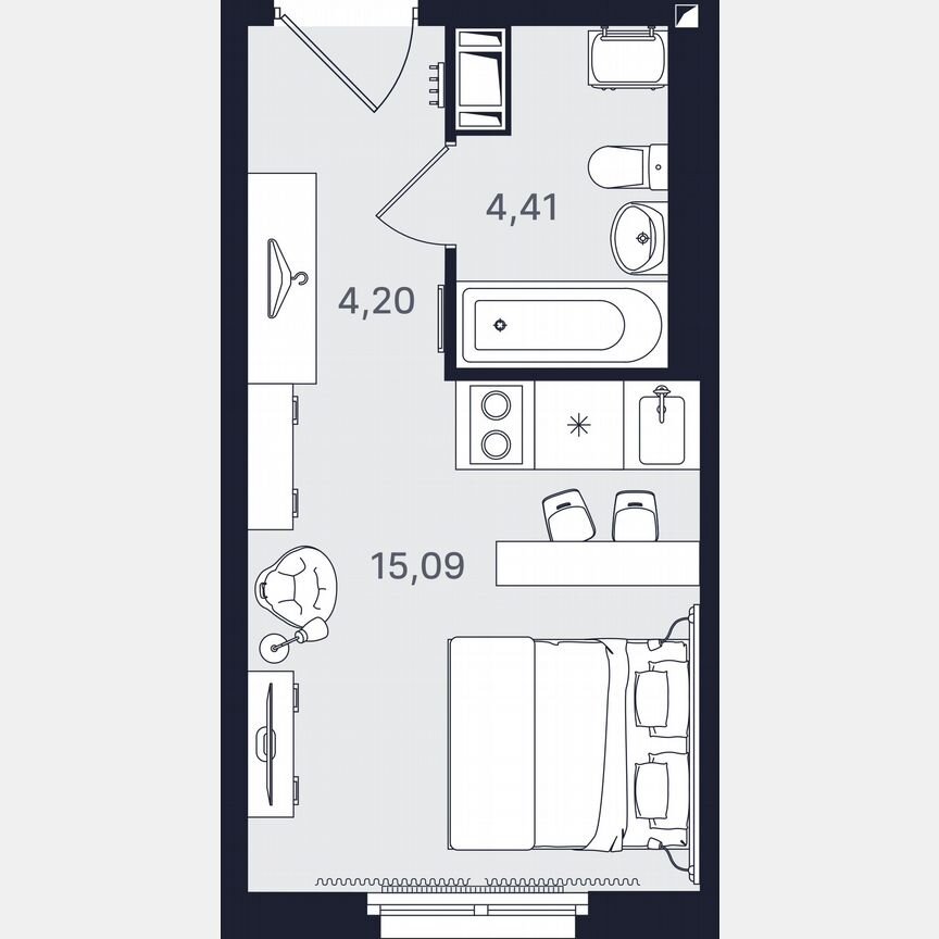Апартаменты-студия, 23,7 м², 16/24 эт.