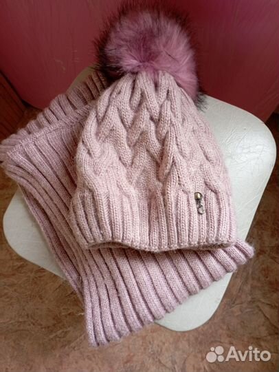 Шапка. снуд и палантин теплый