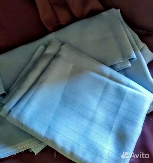Ткань СССР. Шёлк. Белый и голубой. Винтаж